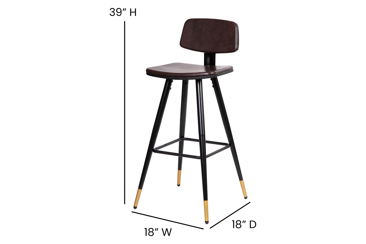 BLNK Kora Commercial LeatherSoft Low Back Bar Stools Set of 2 - Brown
