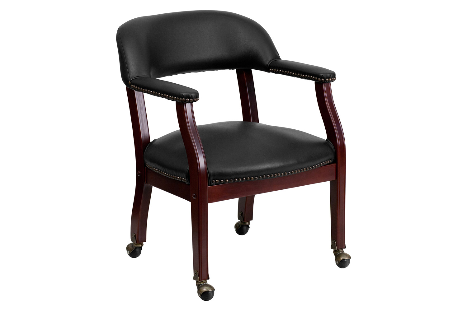 BLNK - Sarah Vinyl Luxurious Conference Chair with Accent Nail Trim and Casters