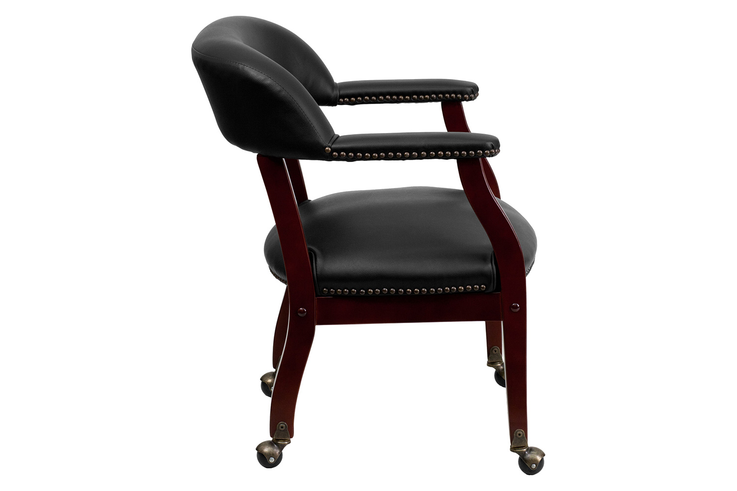 BLNK Sarah Vinyl Luxurious Conference Chair with Accent Nail Trim and Casters - Black