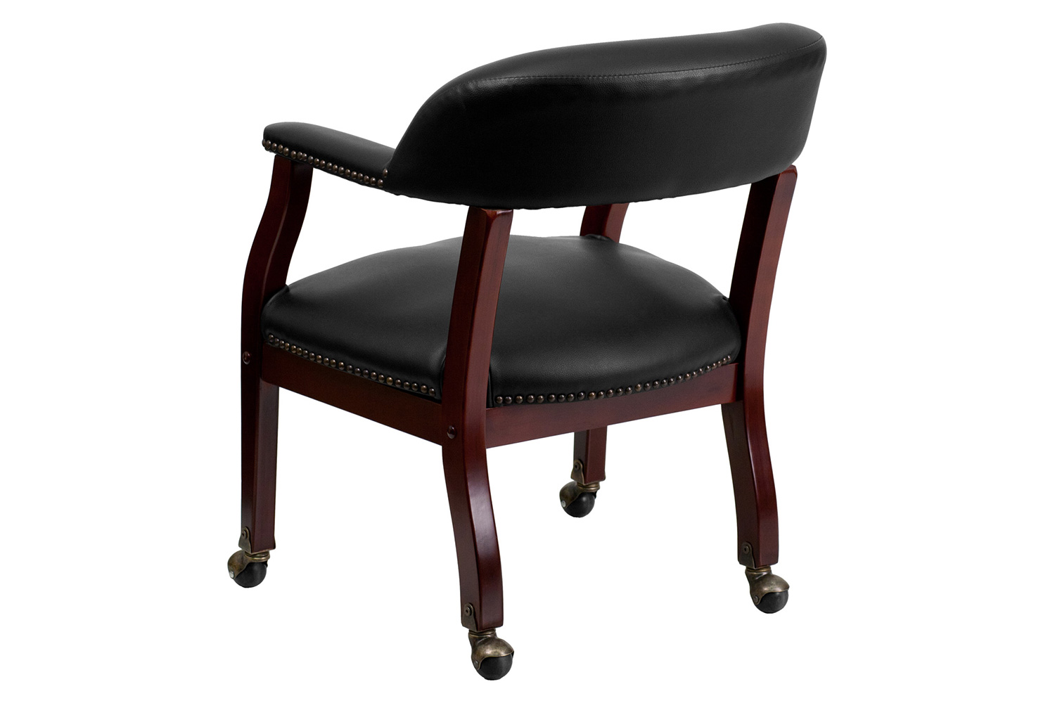 BLNK Sarah Vinyl Luxurious Conference Chair with Accent Nail Trim and Casters - Black