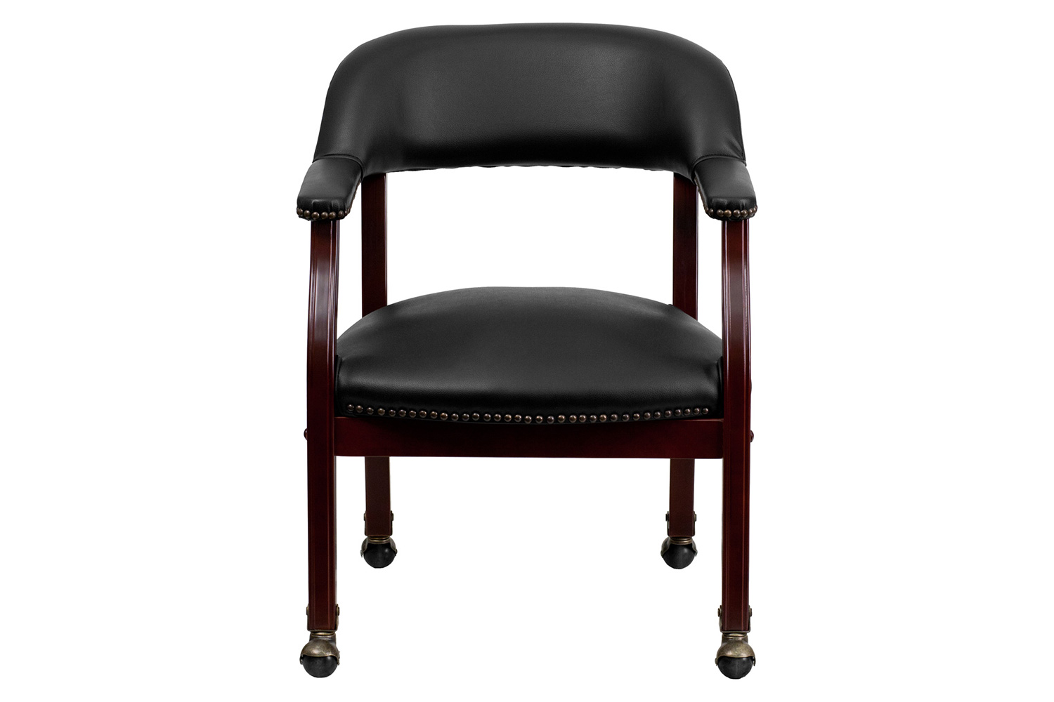 BLNK Sarah Vinyl Luxurious Conference Chair with Accent Nail Trim and Casters - Black