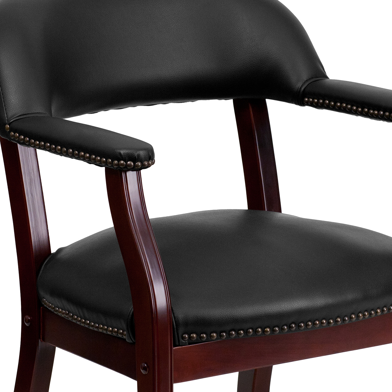 BLNK Sarah Vinyl Luxurious Conference Chair with Accent Nail Trim and Casters - Black