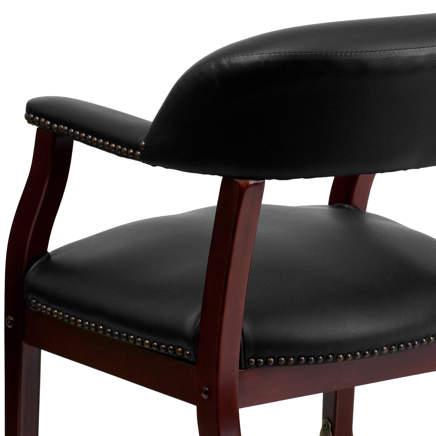 BLNK Sarah Vinyl Luxurious Conference Chair with Accent Nail Trim and Casters - Black