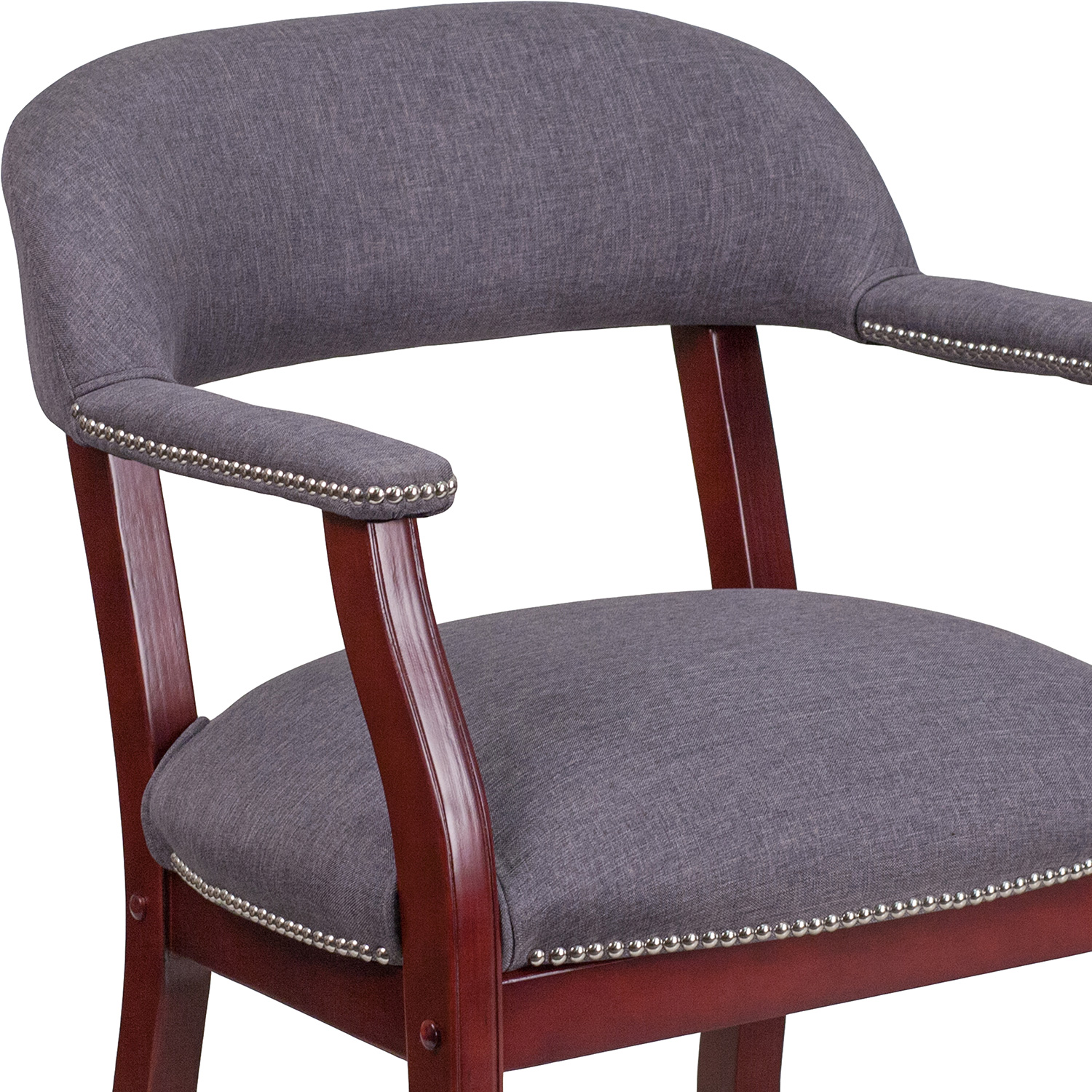 BLNK Sarah Fabric Luxurious Conference Chair with Accent Nail Trim and Casters - Gray