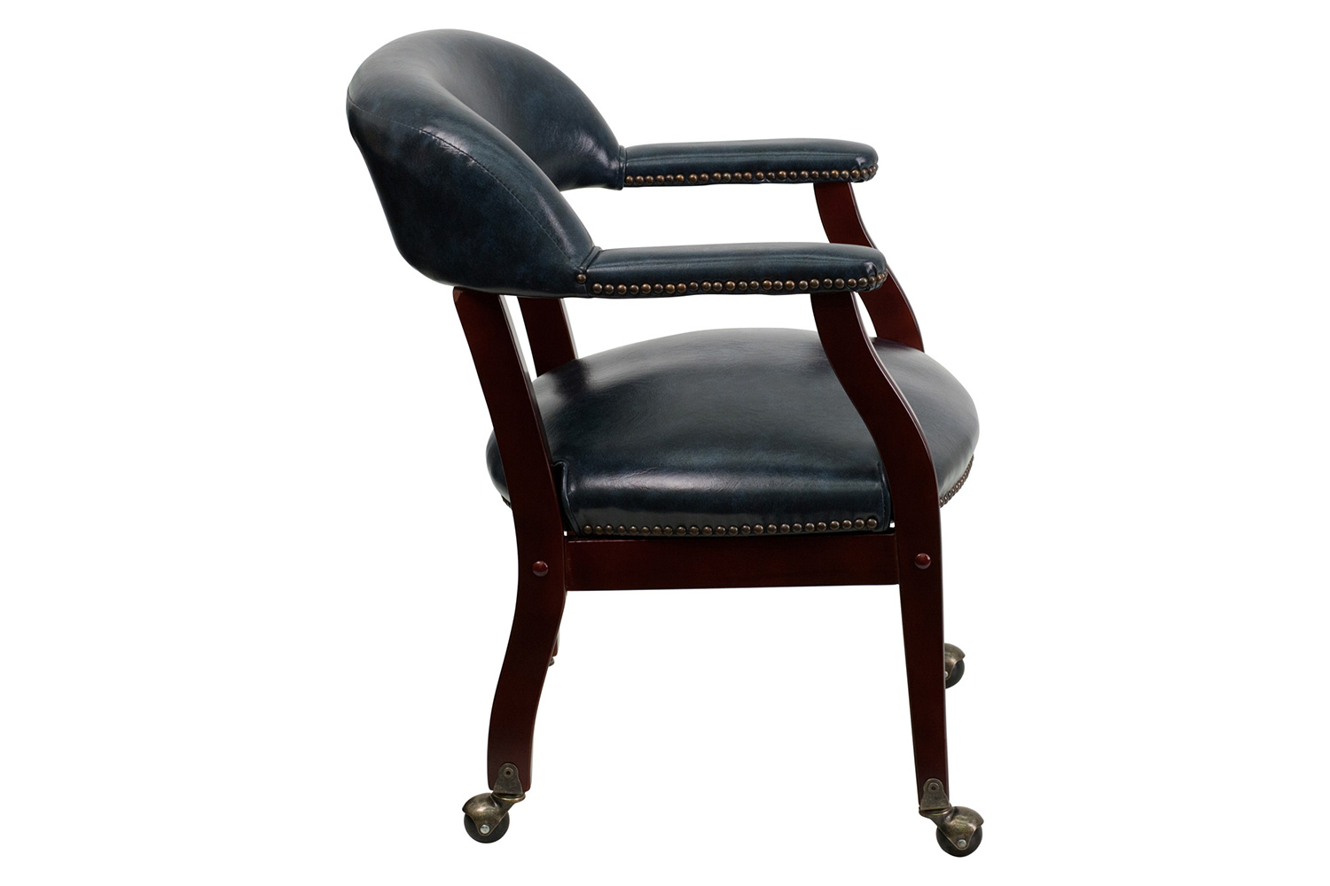 BLNK Sarah Vinyl Luxurious Conference Chair with Accent Nail Trim and Casters - Navy