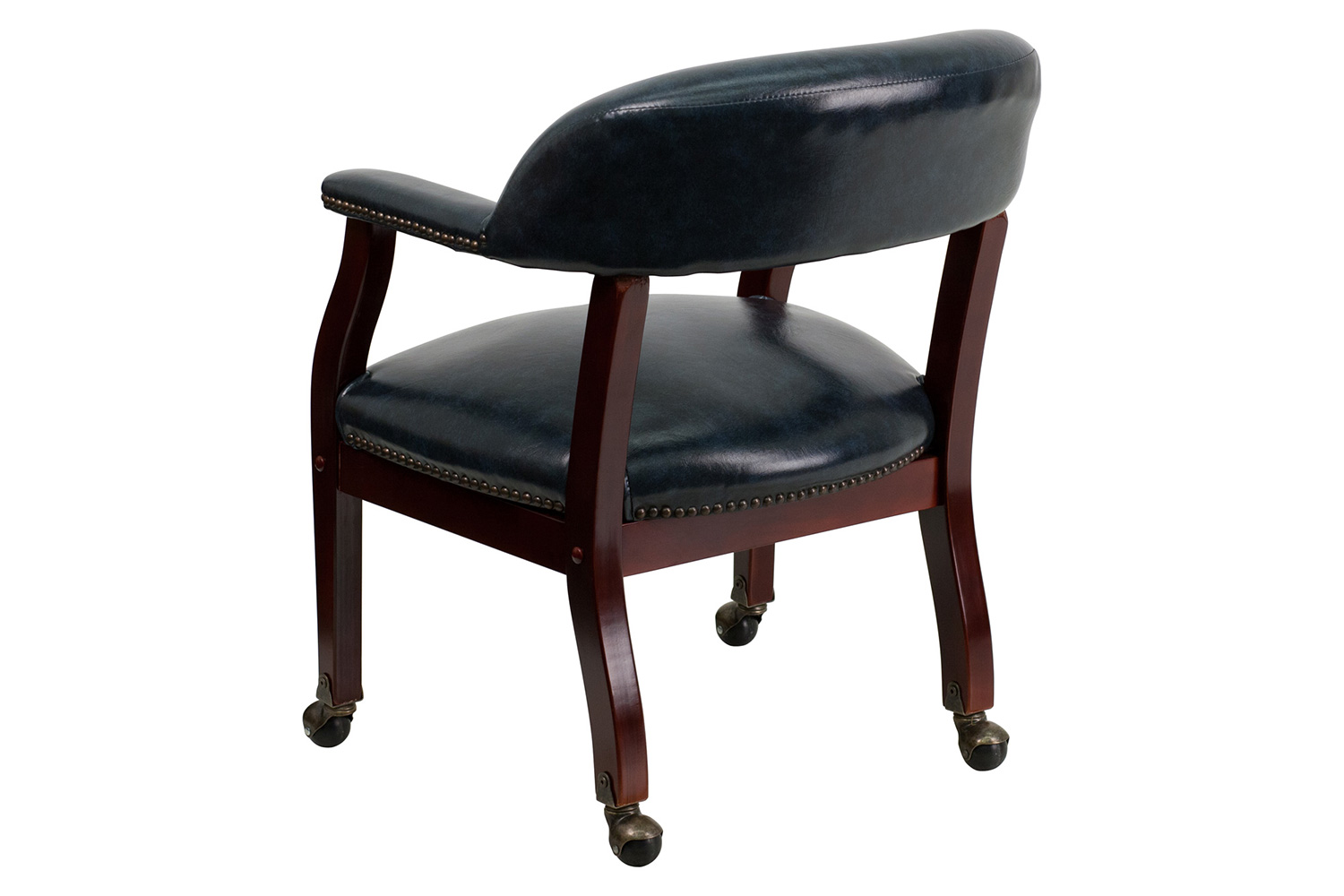 BLNK Sarah Vinyl Luxurious Conference Chair with Accent Nail Trim and Casters - Navy