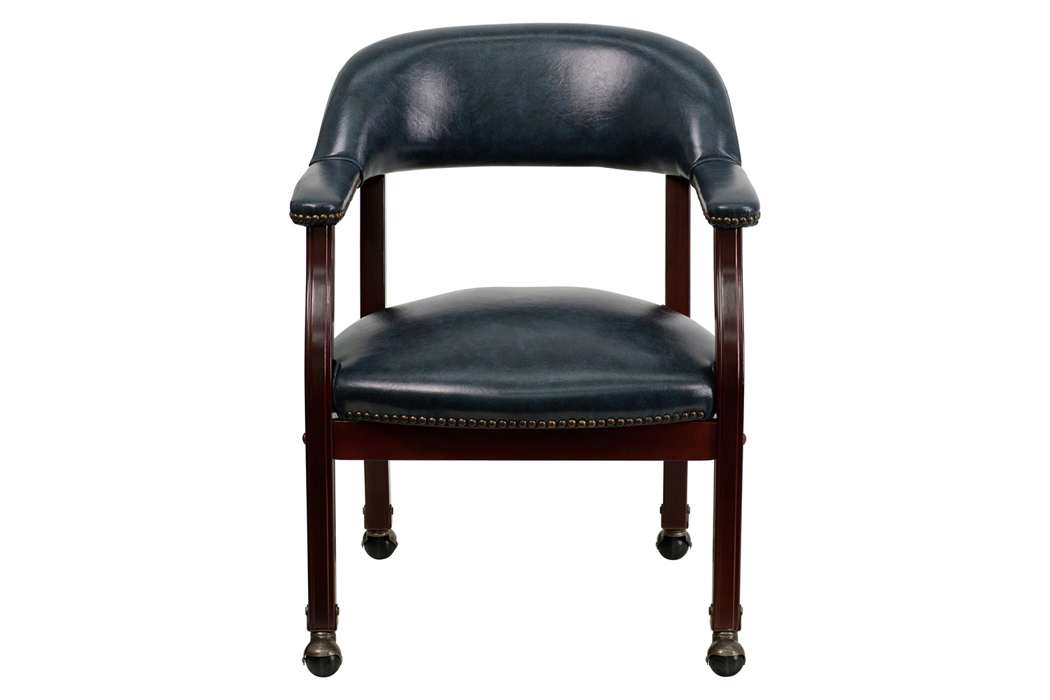 BLNK Sarah Vinyl Luxurious Conference Chair with Accent Nail Trim and Casters - Navy