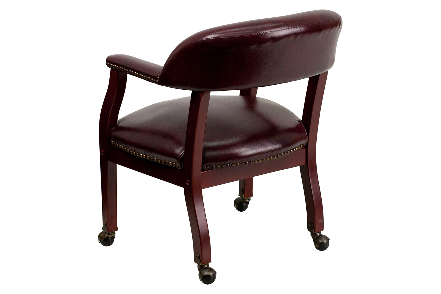 BLNK Sarah Vinyl Luxurious Conference Chair with Accent Nail Trim and Casters - Oxblood