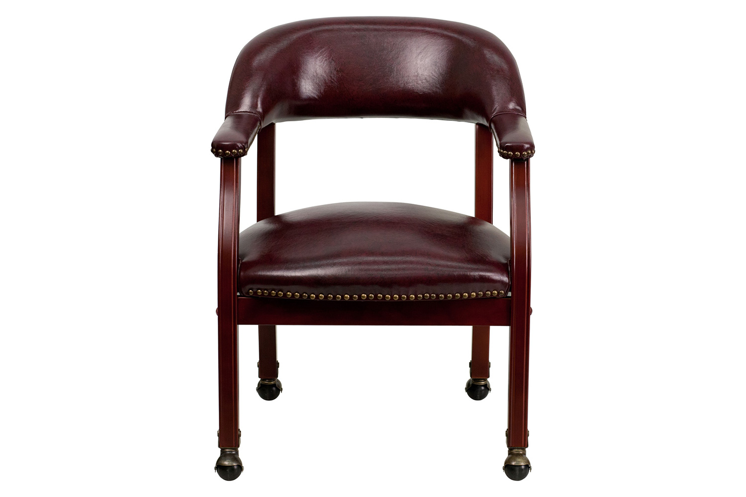 BLNK Sarah Vinyl Luxurious Conference Chair with Accent Nail Trim and Casters - Oxblood