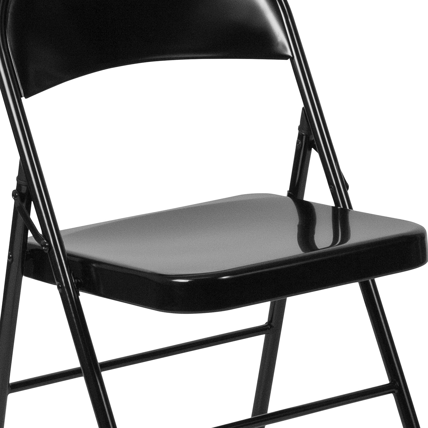 BLNK HERCULES Series Double Braced Metal Folding Chair - Black