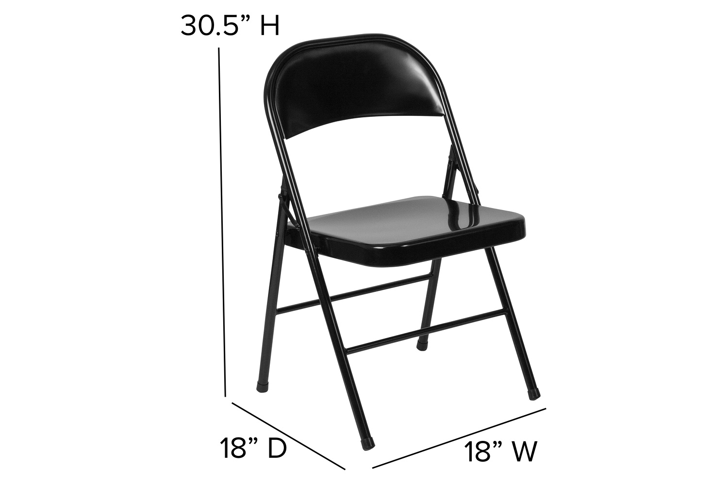 BLNK HERCULES Series Double Braced Metal Folding Chair - Black