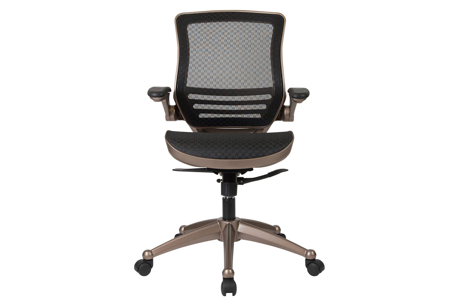 BLNK Warfield Mid-Back Mesh Executive Swivel Office Chair with Flip-Up Arms - Melrose Gold Frame