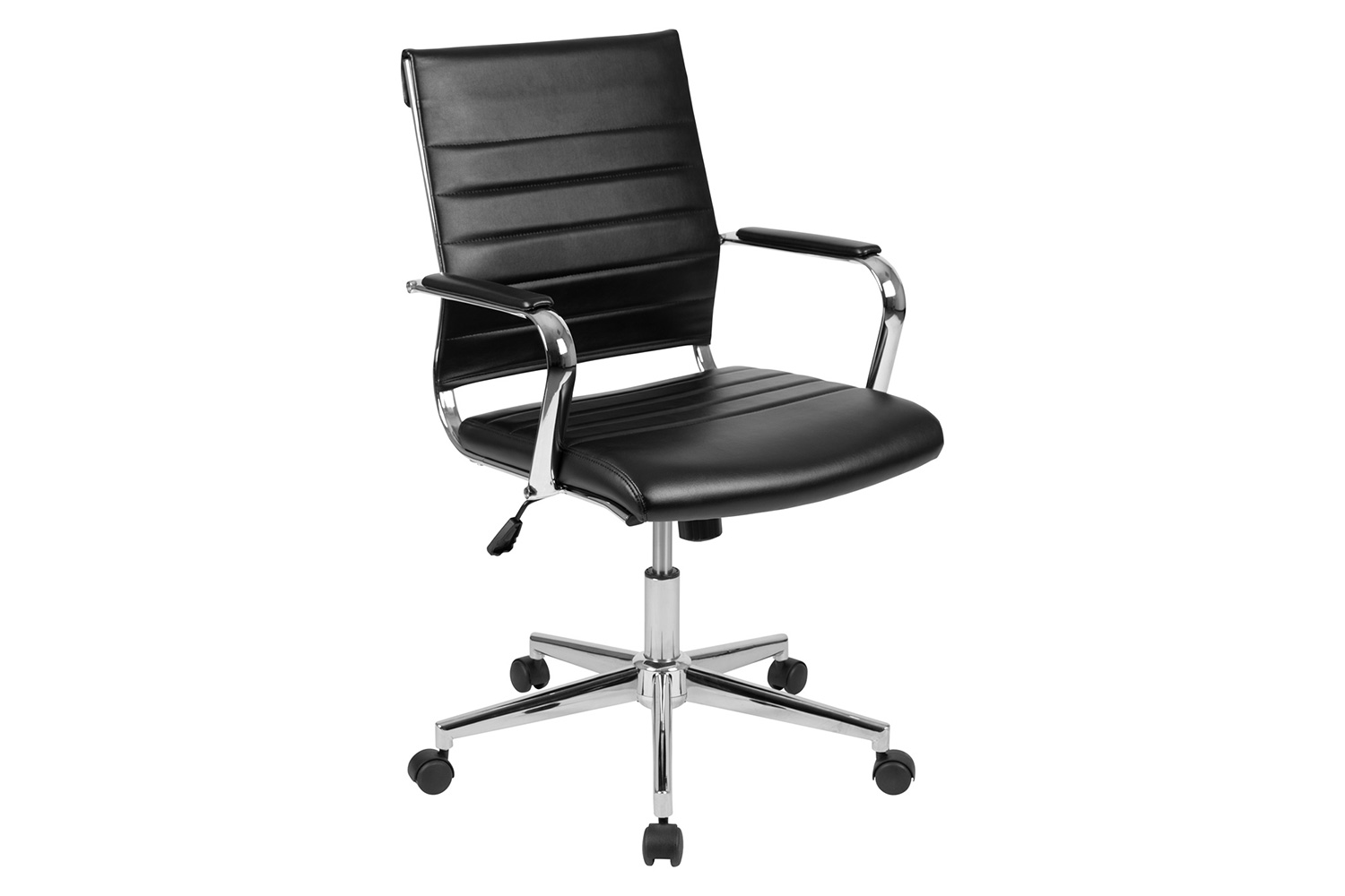 BLNK Lark Oval Conference Table Set with 4 Black Ribbed Executive Chairs - Rustic Gray