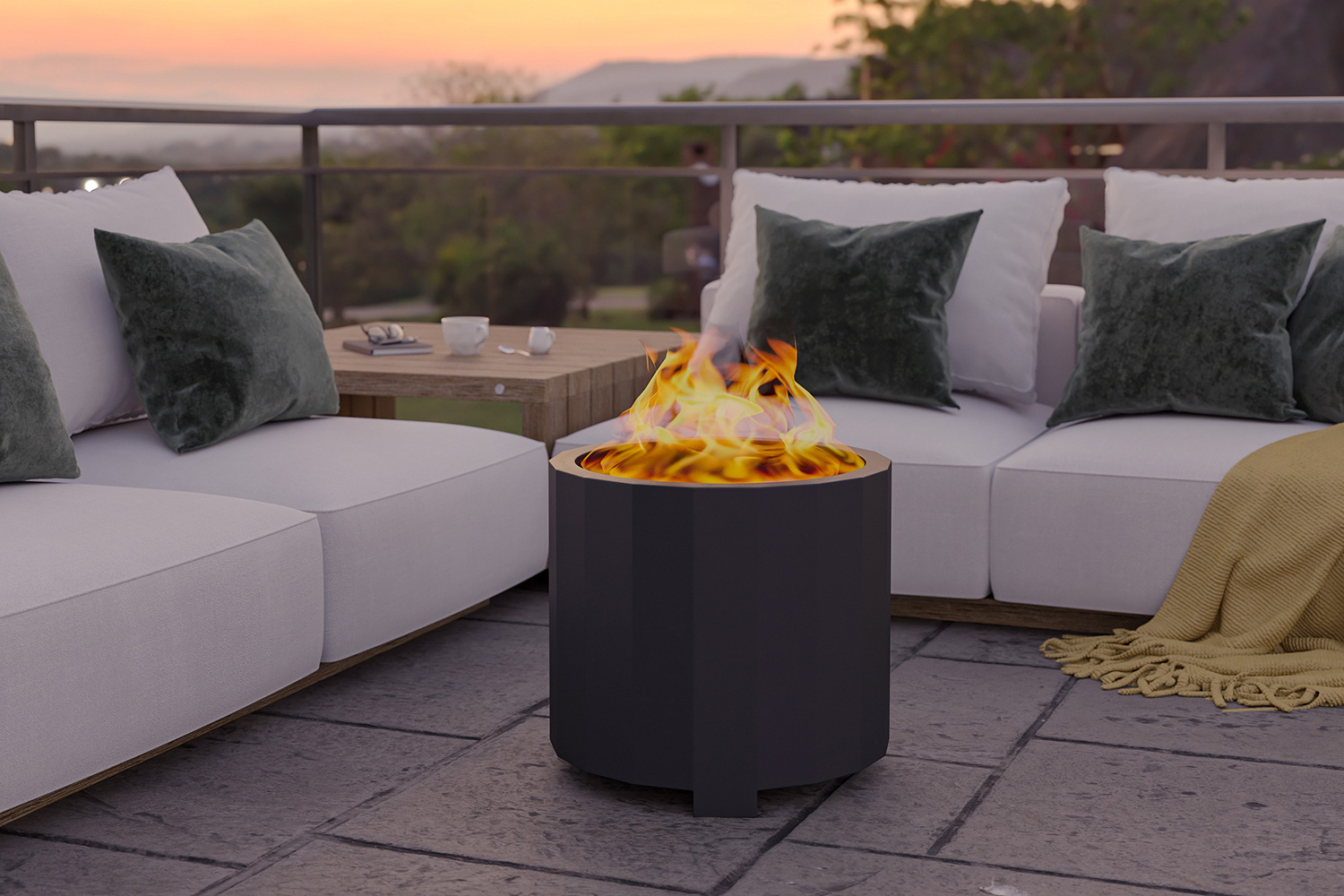 BLNK Titus Commercial Smokeless Outdoor Firepit - Black, 19.5"D