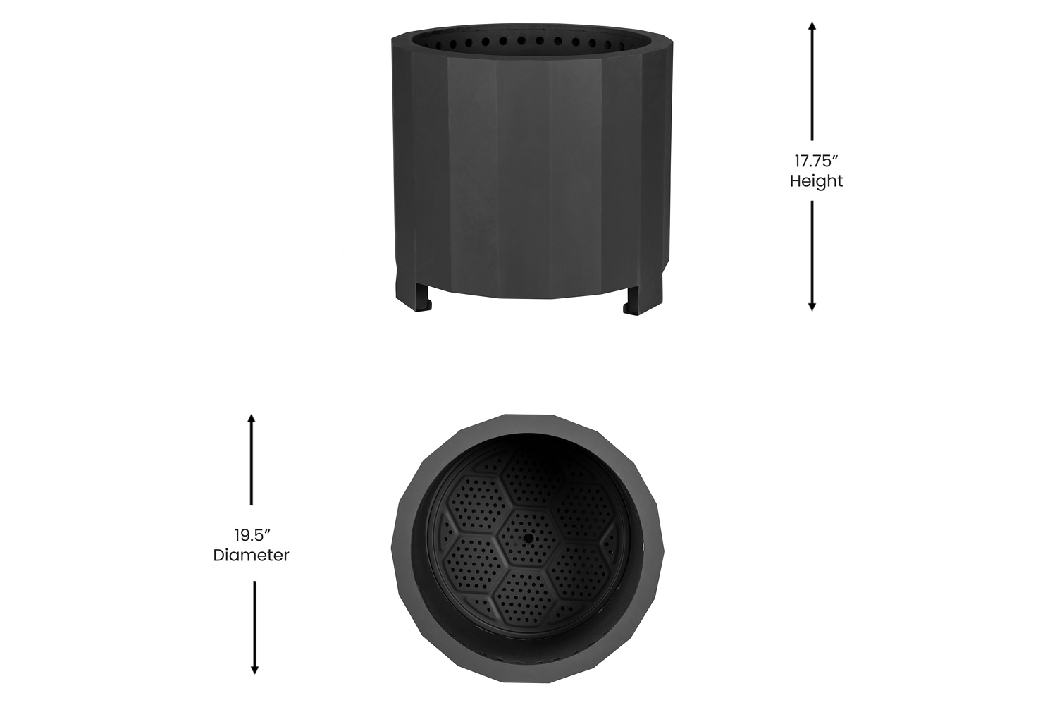 BLNK Titus Commercial Smokeless Outdoor Firepit - Black, 19.5"D