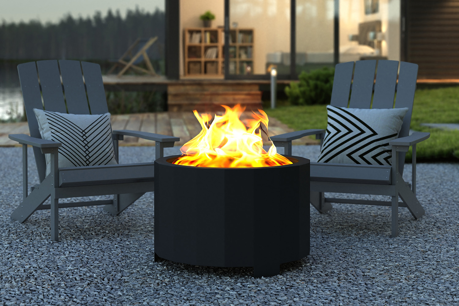 BLNK Titus Commercial Smokeless Outdoor Firepit - Black, 27"D