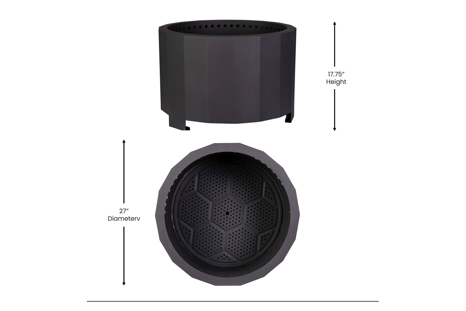 BLNK Titus Commercial Smokeless Outdoor Firepit - Black, 27"D