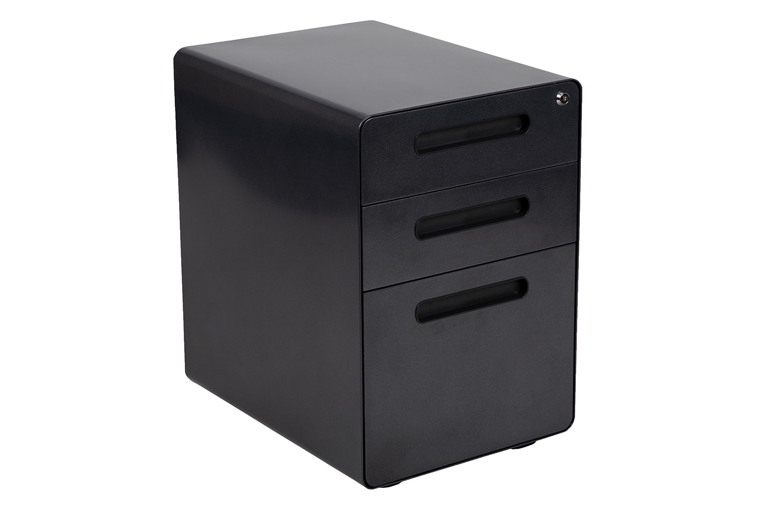 BLNK Stiles Work From Home Kit with Adjustable Computer Desk, Ergonomic Mesh Office Chair and Locking Mobile Filing Cabinet with Inset Handles - Black