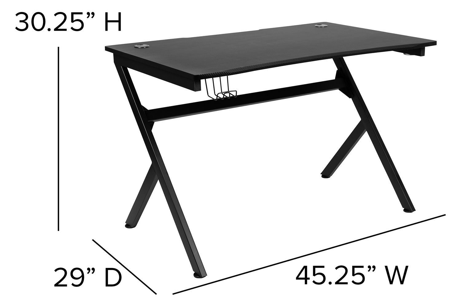BLNK Optis Black Gaming Desk and Racing Chair Set with Cup Holder, Headphone Hook and 2 Wire Management Holes - Orange