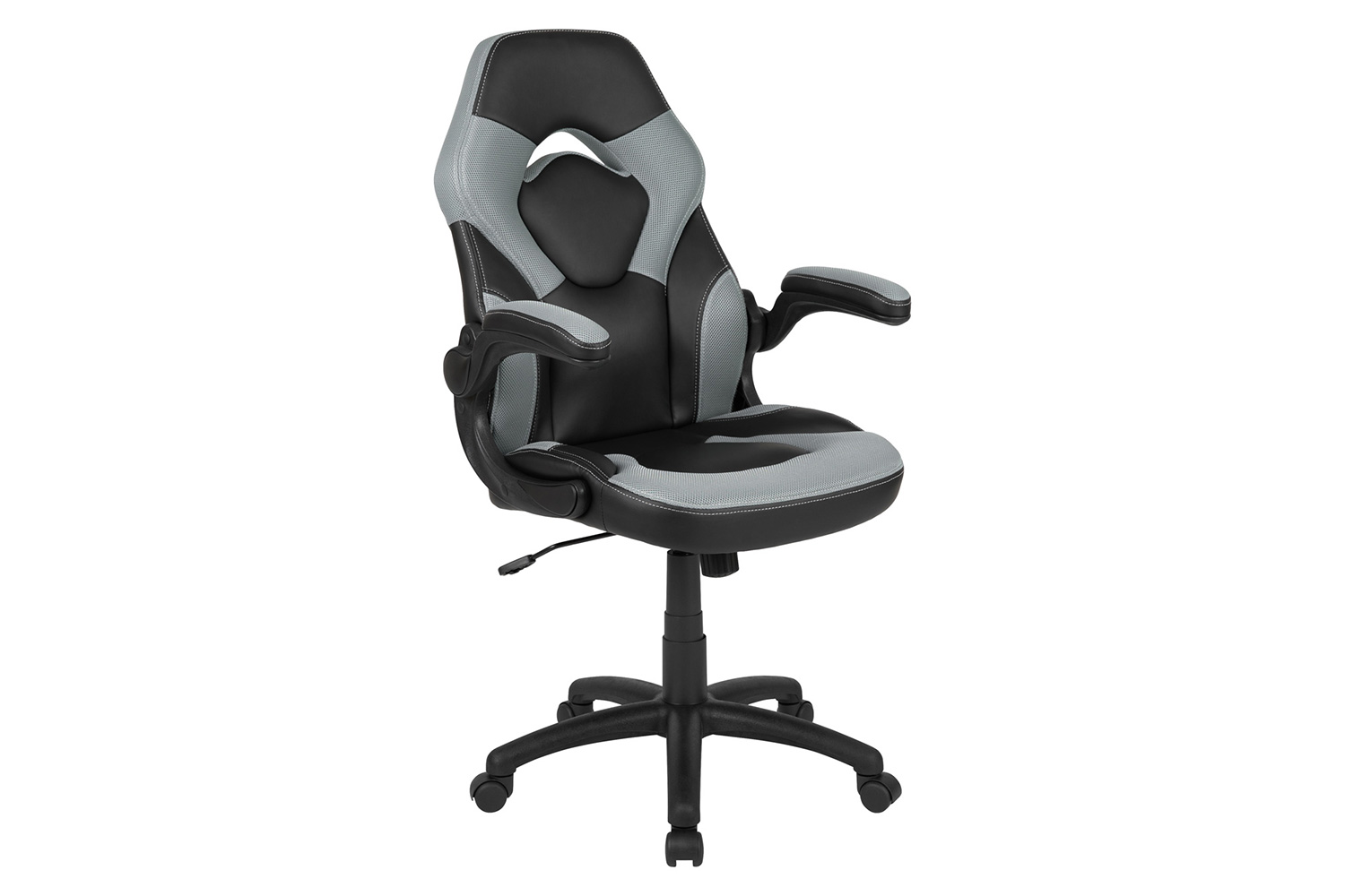BLNK Optis Red Gaming Desk and Racing Chair Set with Cup Holder and Headphone Hook - Gray/Black