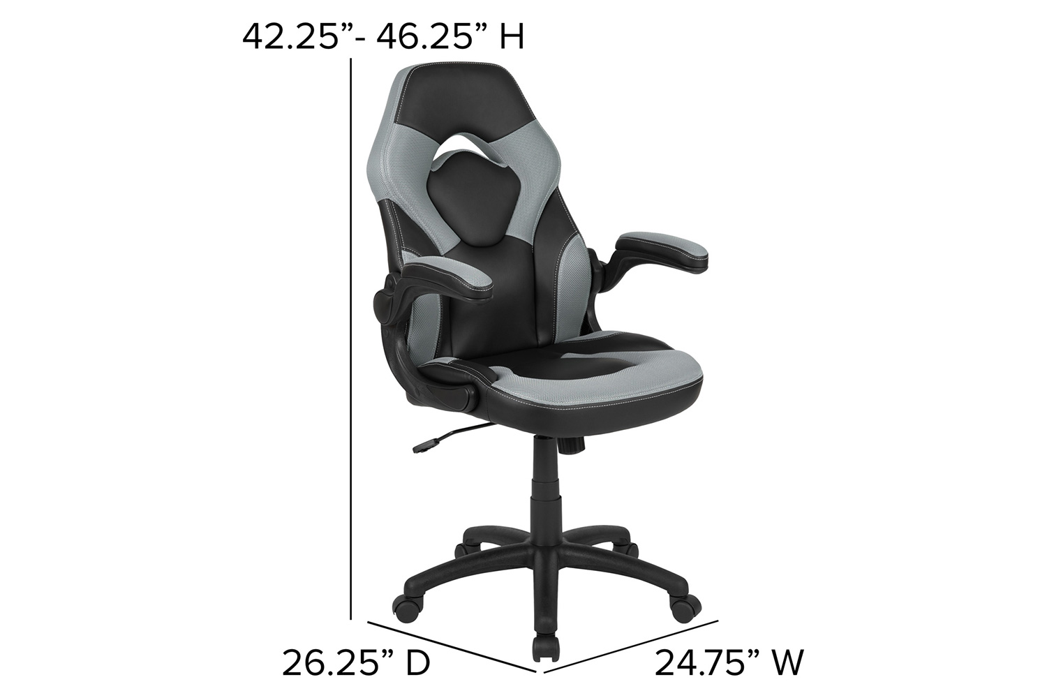 BLNK Optis Red Gaming Desk and Racing Chair Set with Cup Holder and Headphone Hook - Gray/Black