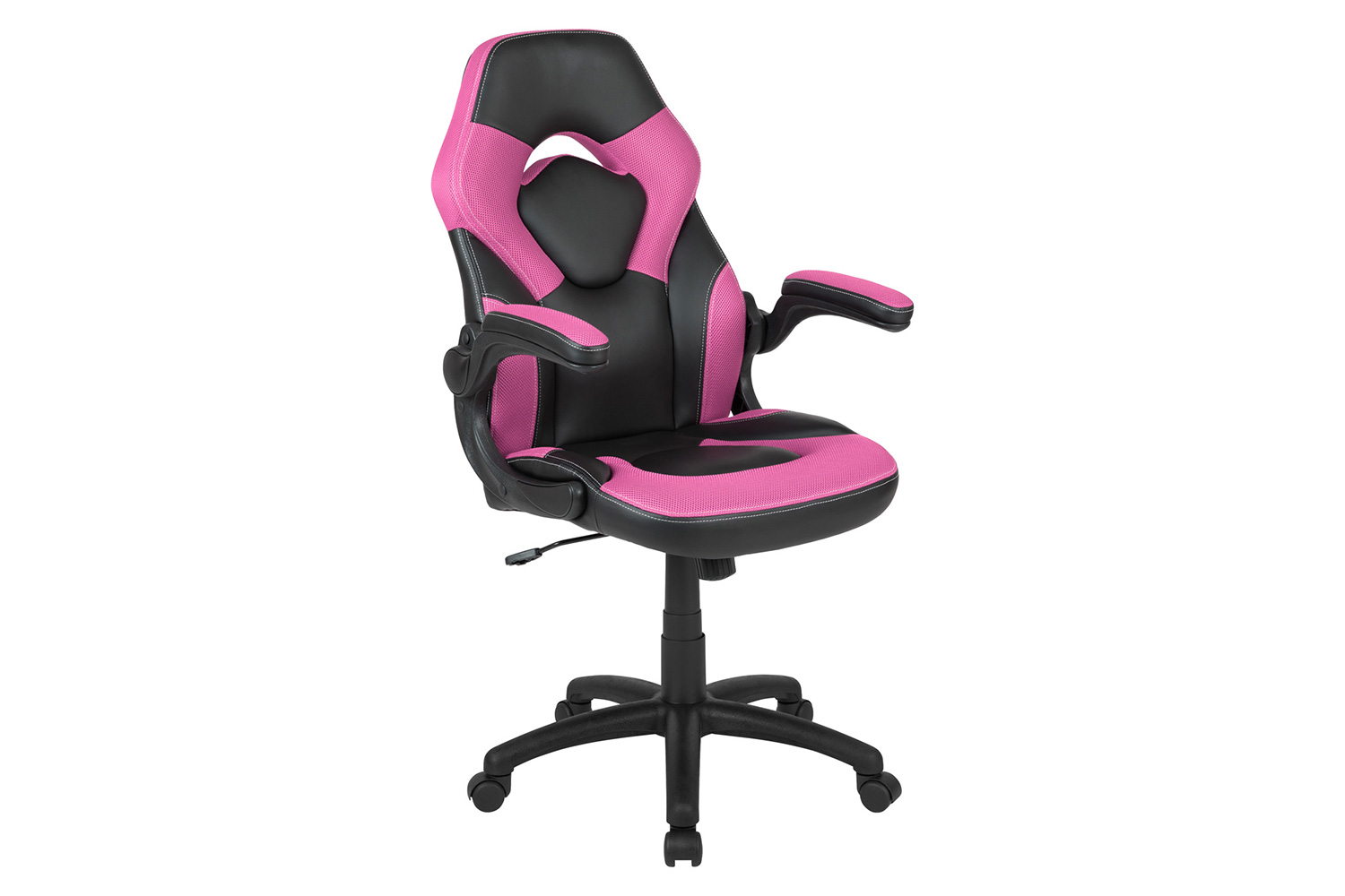 BLNK Optis Red Gaming Desk and Racing Chair Set with Cup Holder and Headphone Hook - Pink/Black