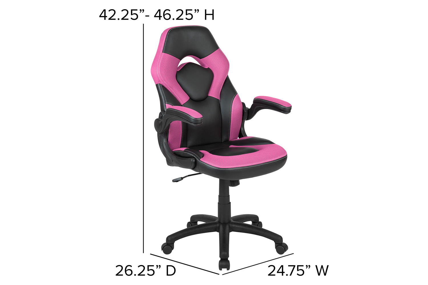 BLNK Optis Red Gaming Desk and Racing Chair Set with Cup Holder and Headphone Hook - Pink/Black