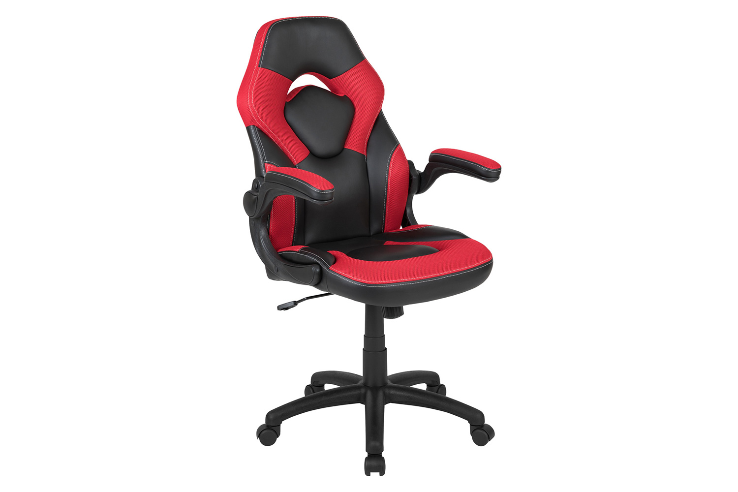 BLNK Optis Red Gaming Desk and Racing Chair Set with Cup Holder and Headphone Hook - Red/Black