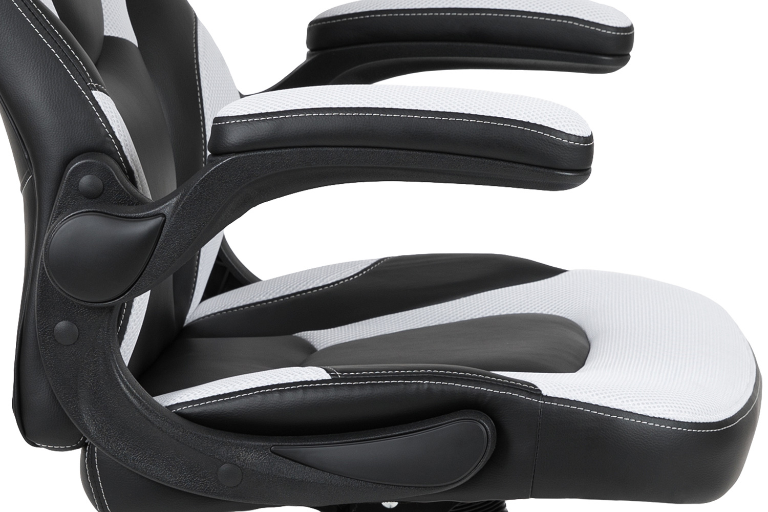 BLNK Optis Black Gaming Desk and Racing Chair Set with Cup Holder, Headphone Hook and Monitor/Smartphone Stand - White