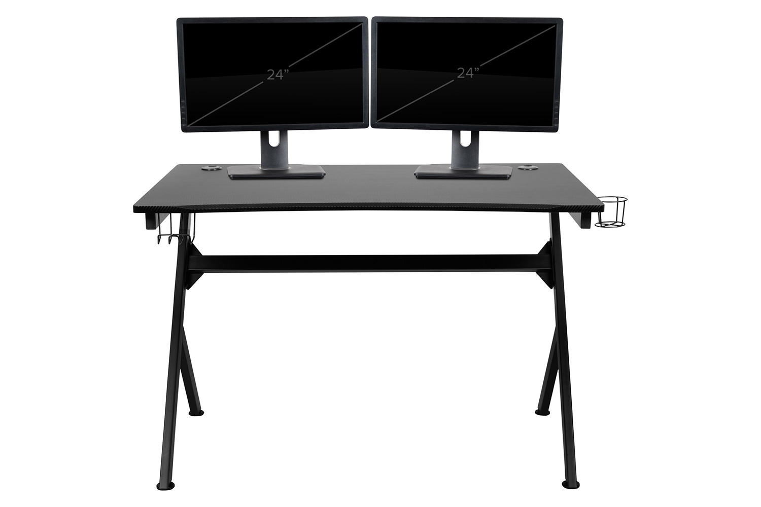 BLNK Optis Black Gaming Desk and Reclining Gaming Chair Set with Cup Holder, Headphone Hook and 2 Wire Management Holes - Black