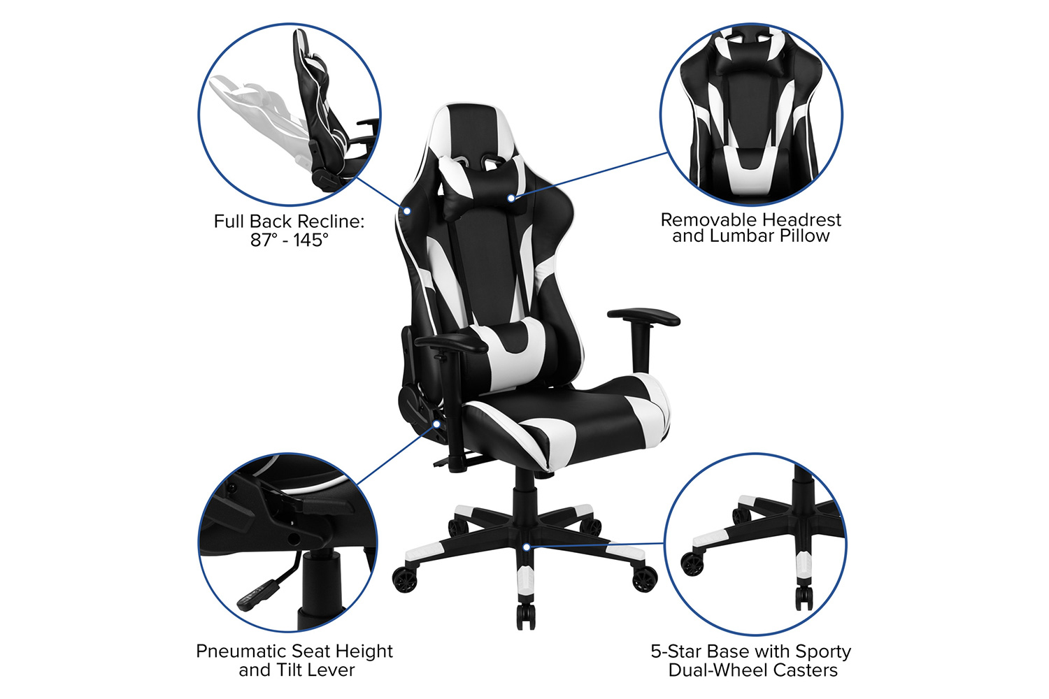 BLNK Optis Red Gaming Desk and Reclining Gaming Chair Set with Cup Holder and Headphone Hook - Black