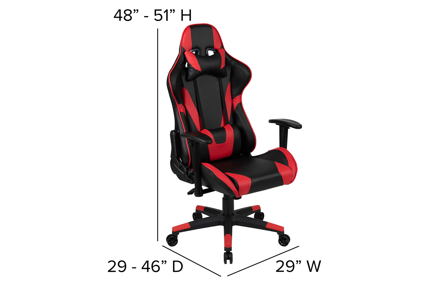 BLNK Optis Red Gaming Desk and Reclining Gaming Chair Set with Cup Holder and Headphone Hook - Red/Black