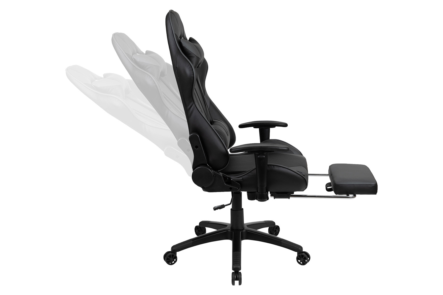 BLNK Optis Black Gaming Desk and Footrest Reclining Gaming Chair Set with Cup Holder, Headphone Hook and 2 Wire Management Holes - Gray
