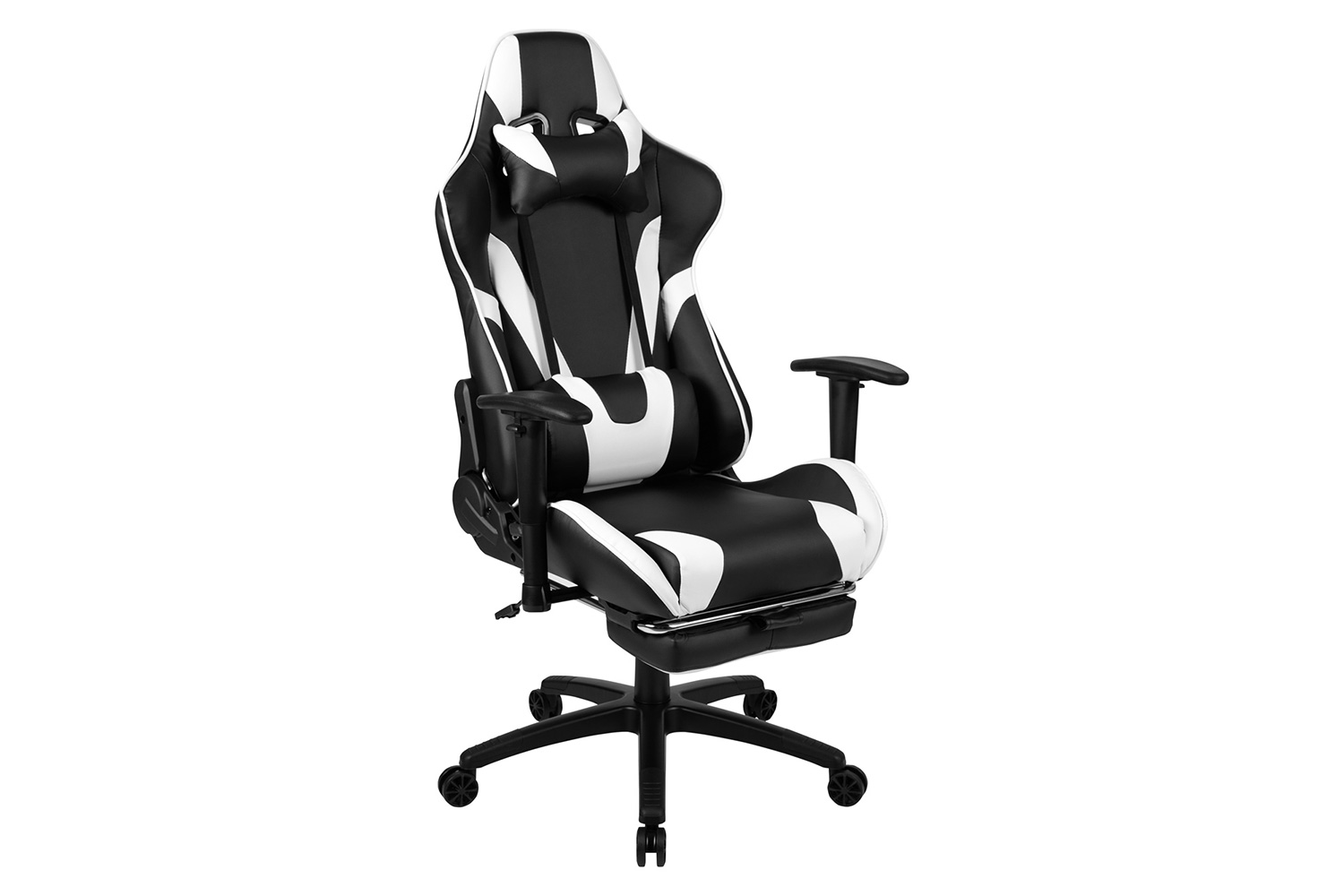 BLNK Optis Red Gaming Desk and Footrest Reclining Gaming Chair Set with Cup Holder and Headphone Hook - Black