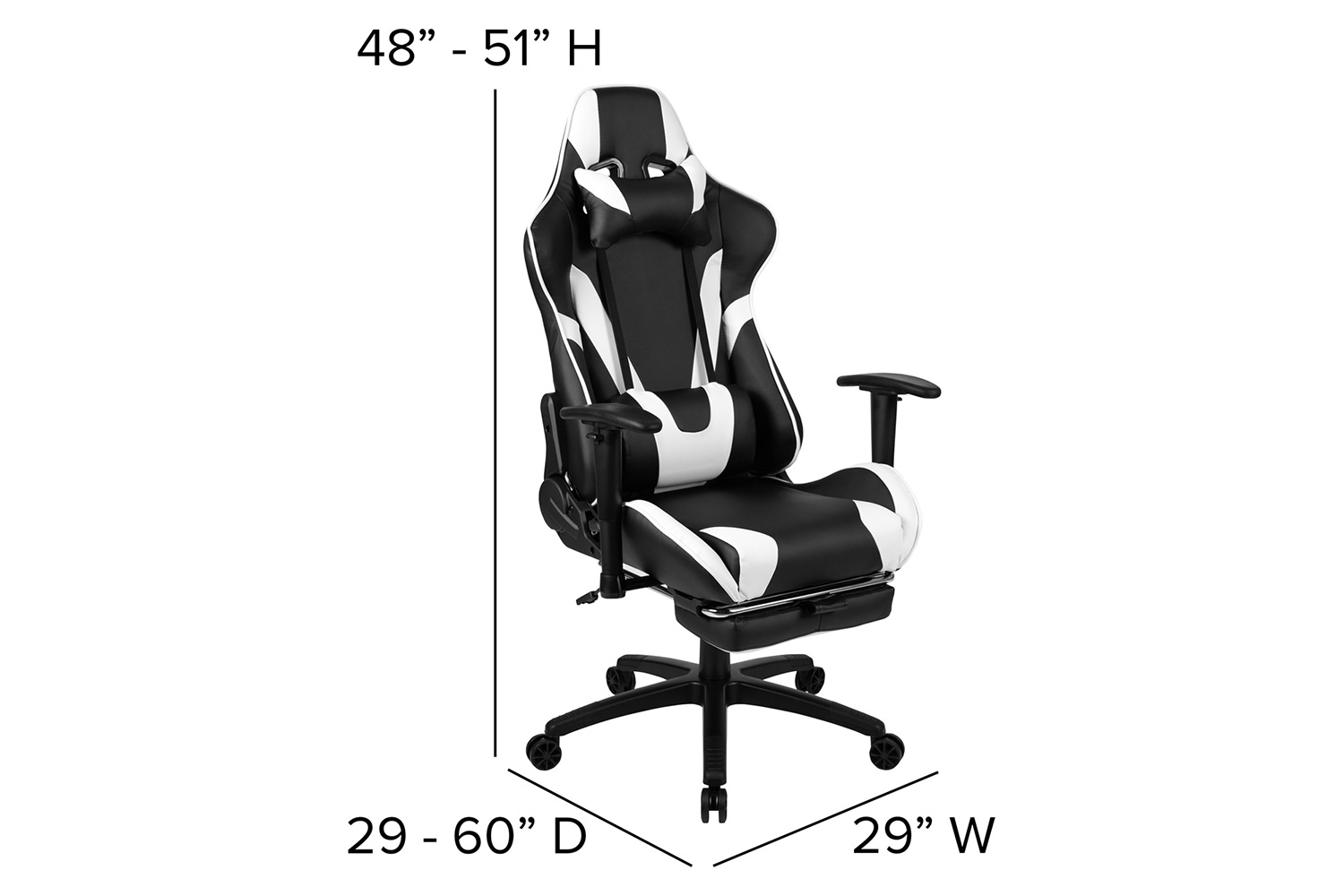 BLNK Optis Red Gaming Desk and Footrest Reclining Gaming Chair Set with Cup Holder and Headphone Hook - Black