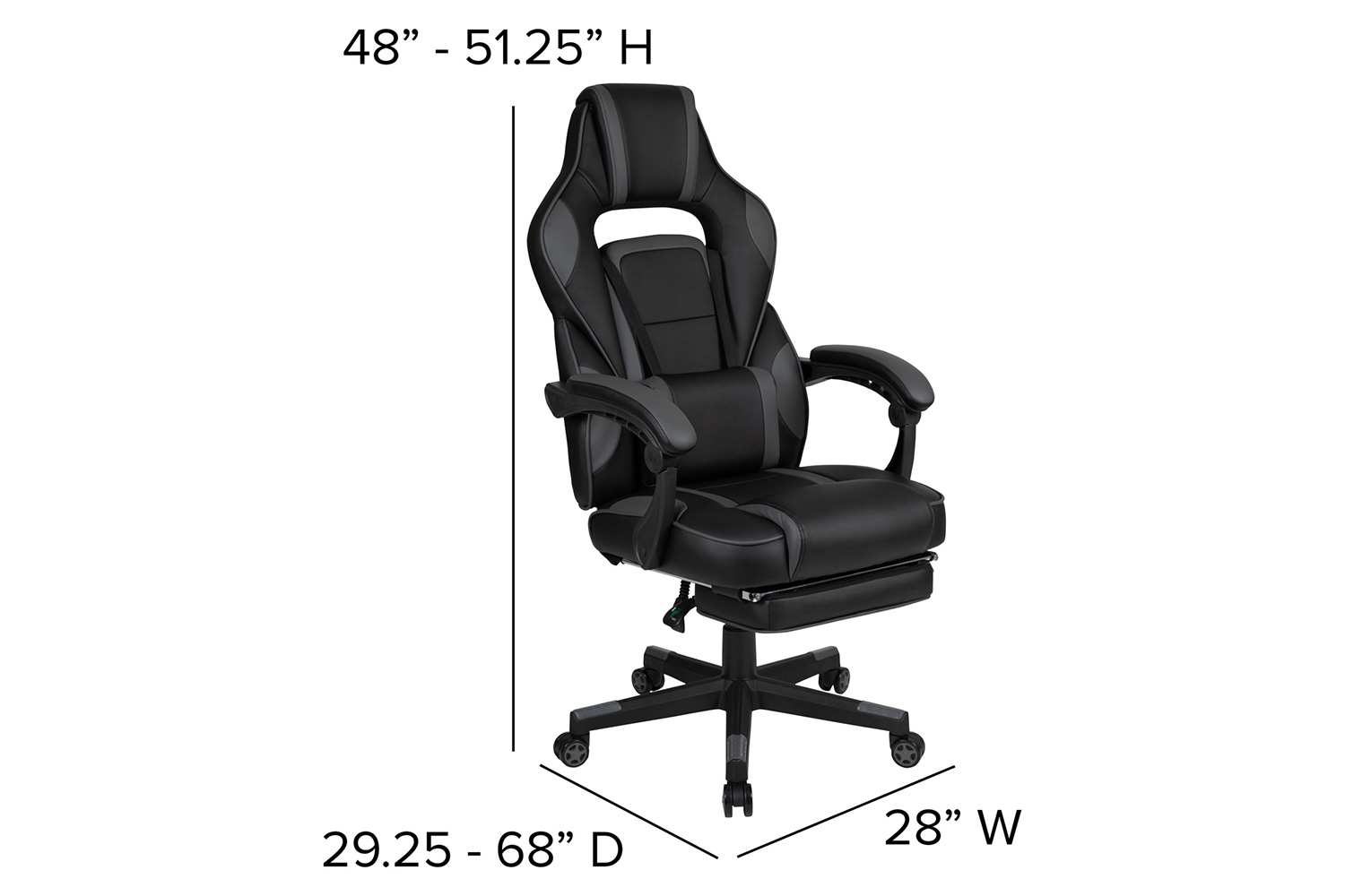 BLNK Optis Black Gaming Desk with Cup Holder/Headphone Hook/Monitor Stand and Reclining Back/Arms Gaming Chair with Footrest - Black