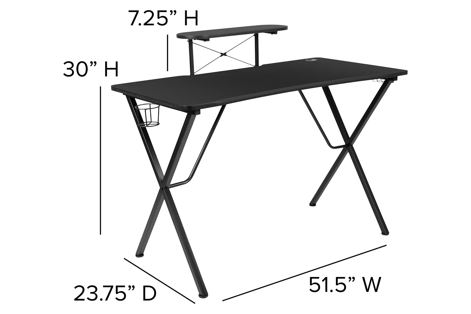 BLNK Optis Black Gaming Desk with Cup Holder/Headphone Hook/Monitor Stand and Reclining Back/Arms Gaming Chair with Footrest - Red