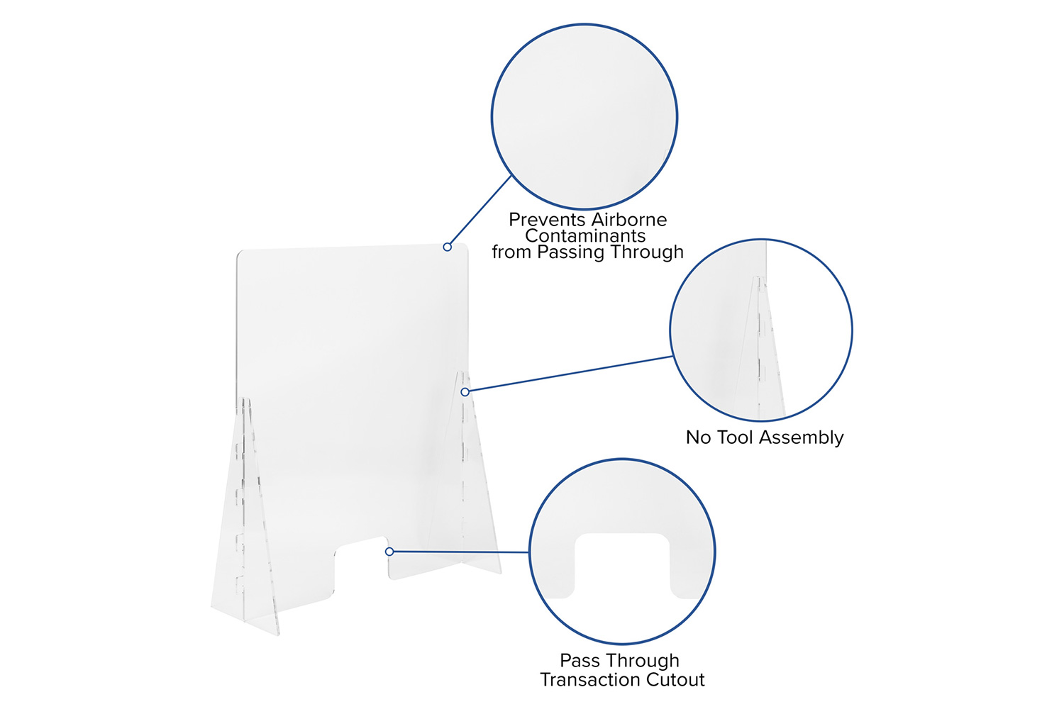 BLNK Mission Acrylic Free-Standing Register Shield - 35"H x 42"L