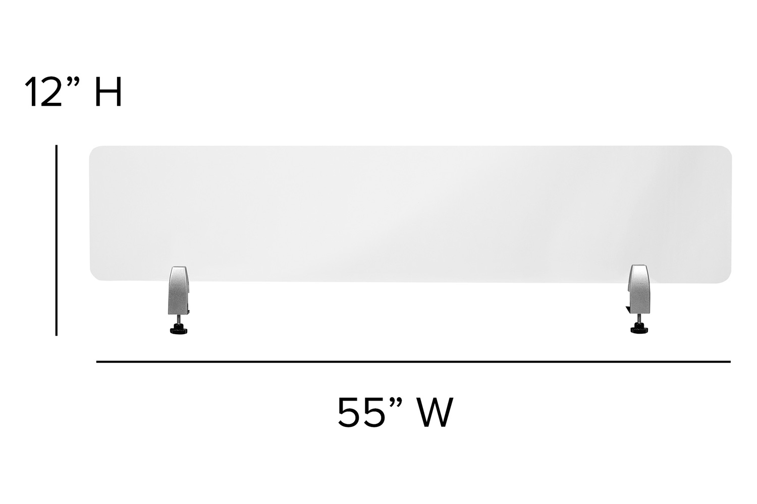 BLNK Halle Clear Acrylic Desk Partition - 12"H x 55"L