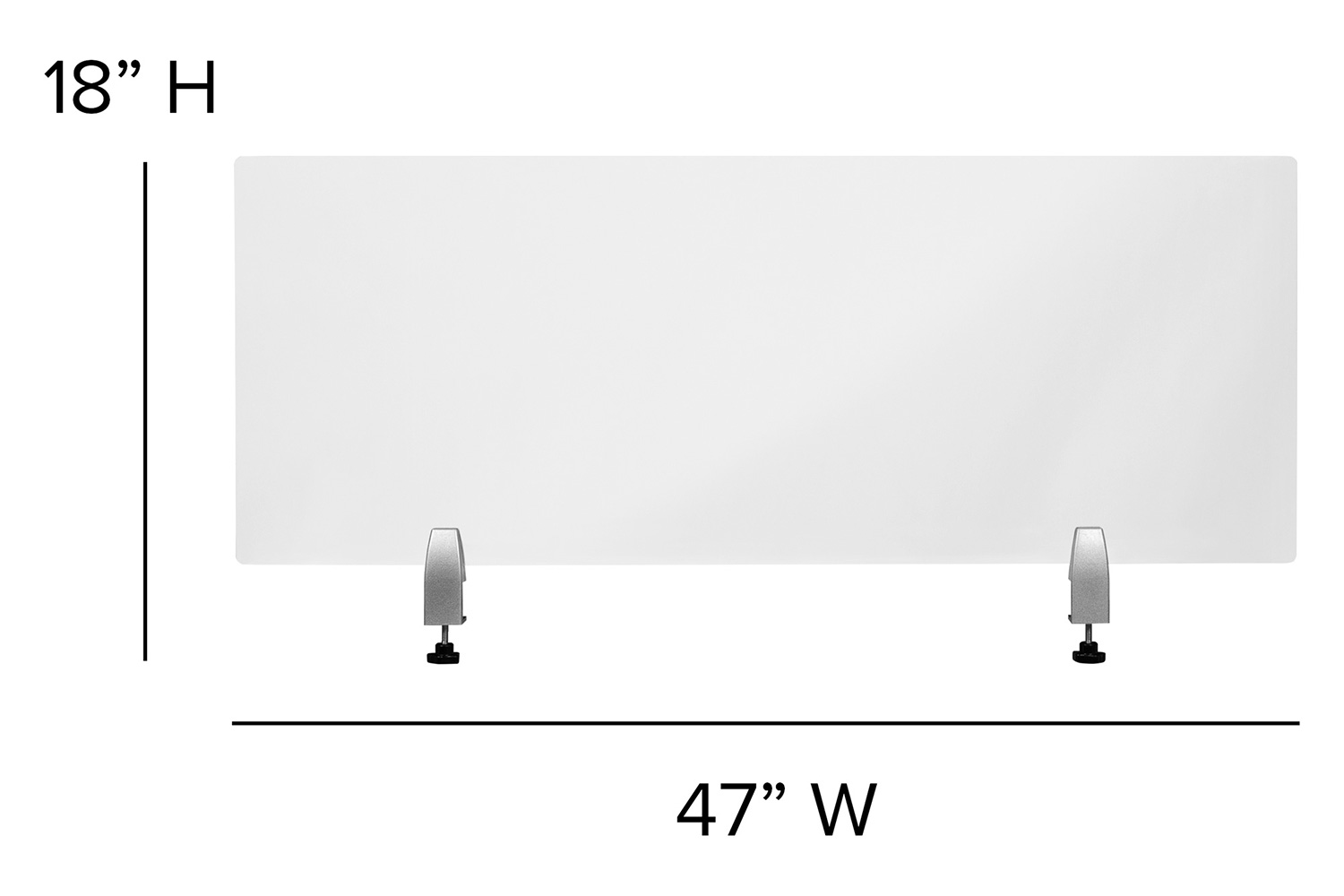 BLNK Halle Clear Acrylic Desk Partition - 18"H x 47"L