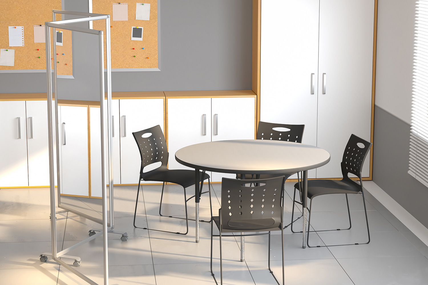 BLNK - Raisley 3 Sections Transparent Acrylic Mobile Partition with Lockable Casters