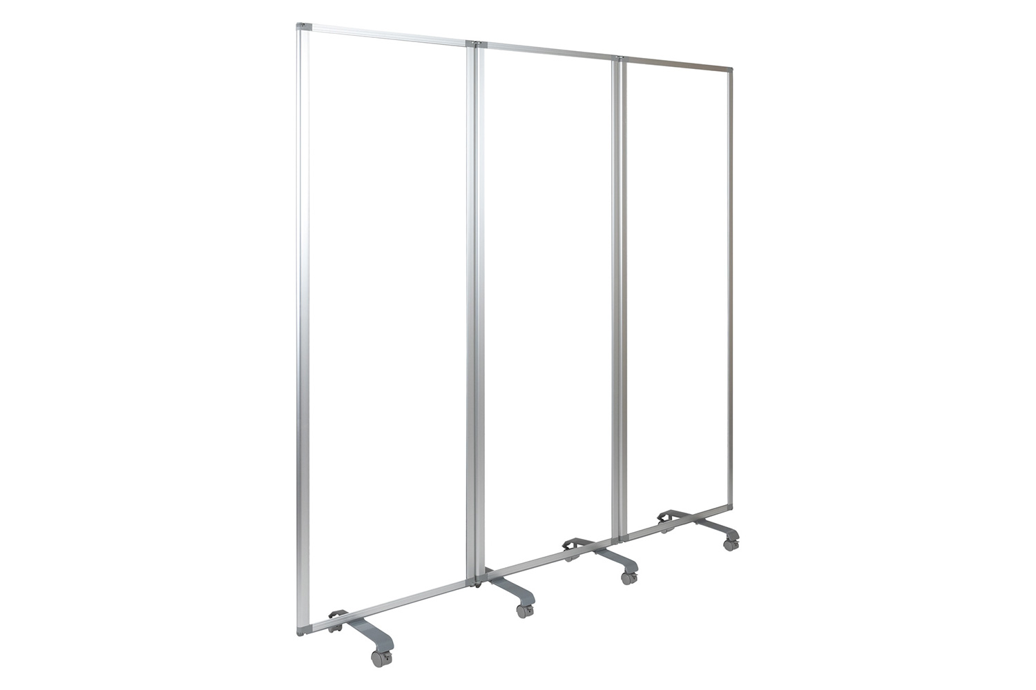 BLNK Raisley 3 Sections Transparent Acrylic Mobile Partition with Lockable Casters - 72"H x 24"L