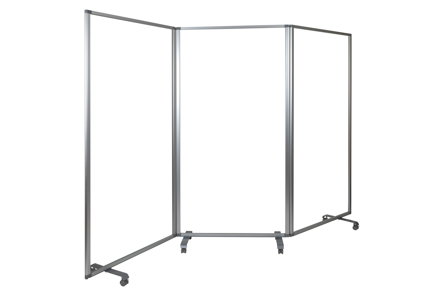 BLNK - Raisley 3 Sections Transparent Acrylic Mobile Partition with Lockable Casters