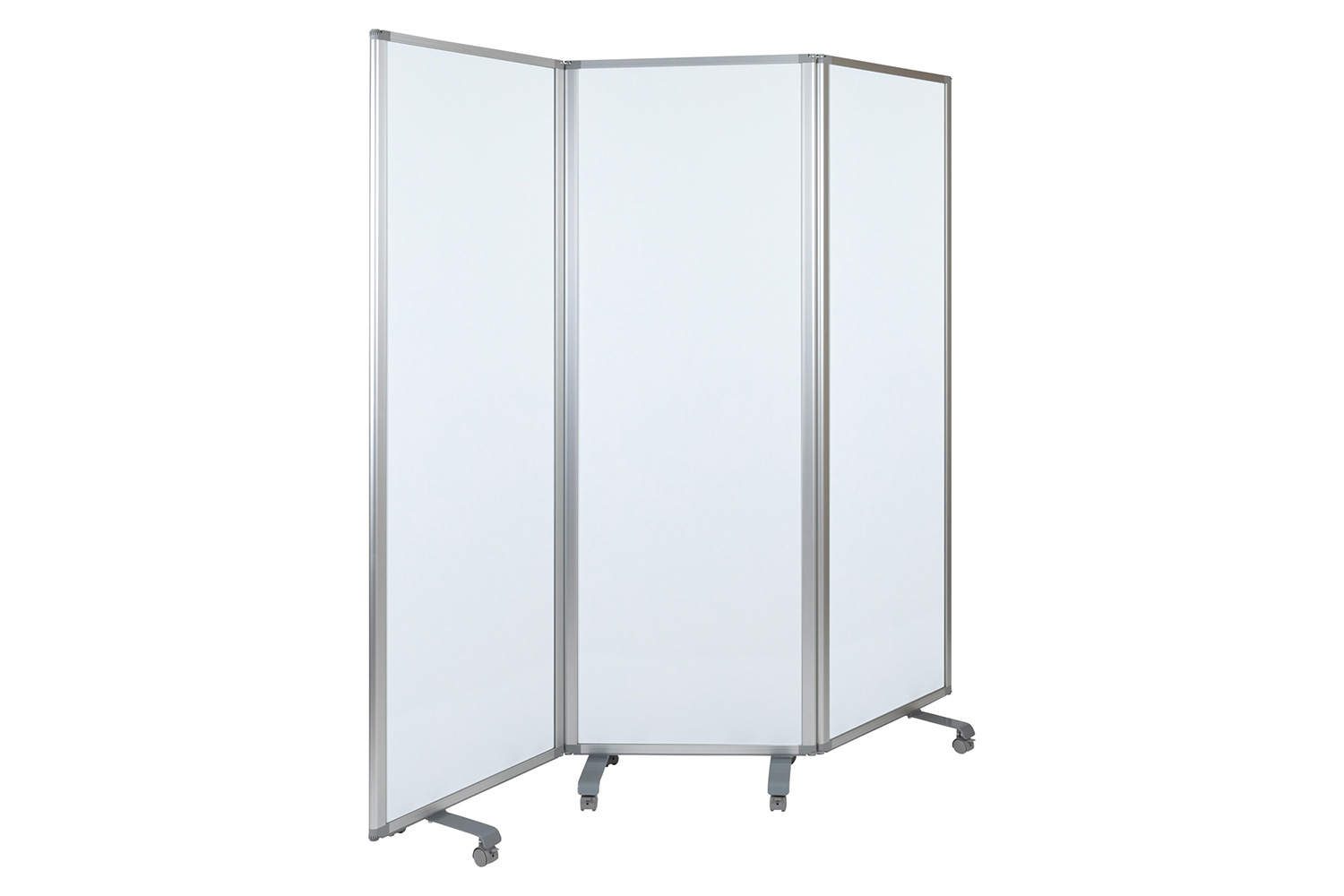 BLNK - Raisley 3 Sections Mobile Magnetic Whiteboard Partition with Lockable Casters