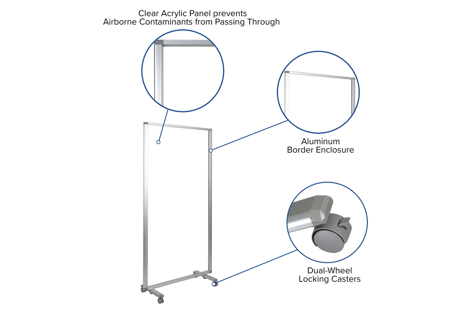 BLNK - Raisley Transparent Acrylic Mobile Partition with Lockable Casters