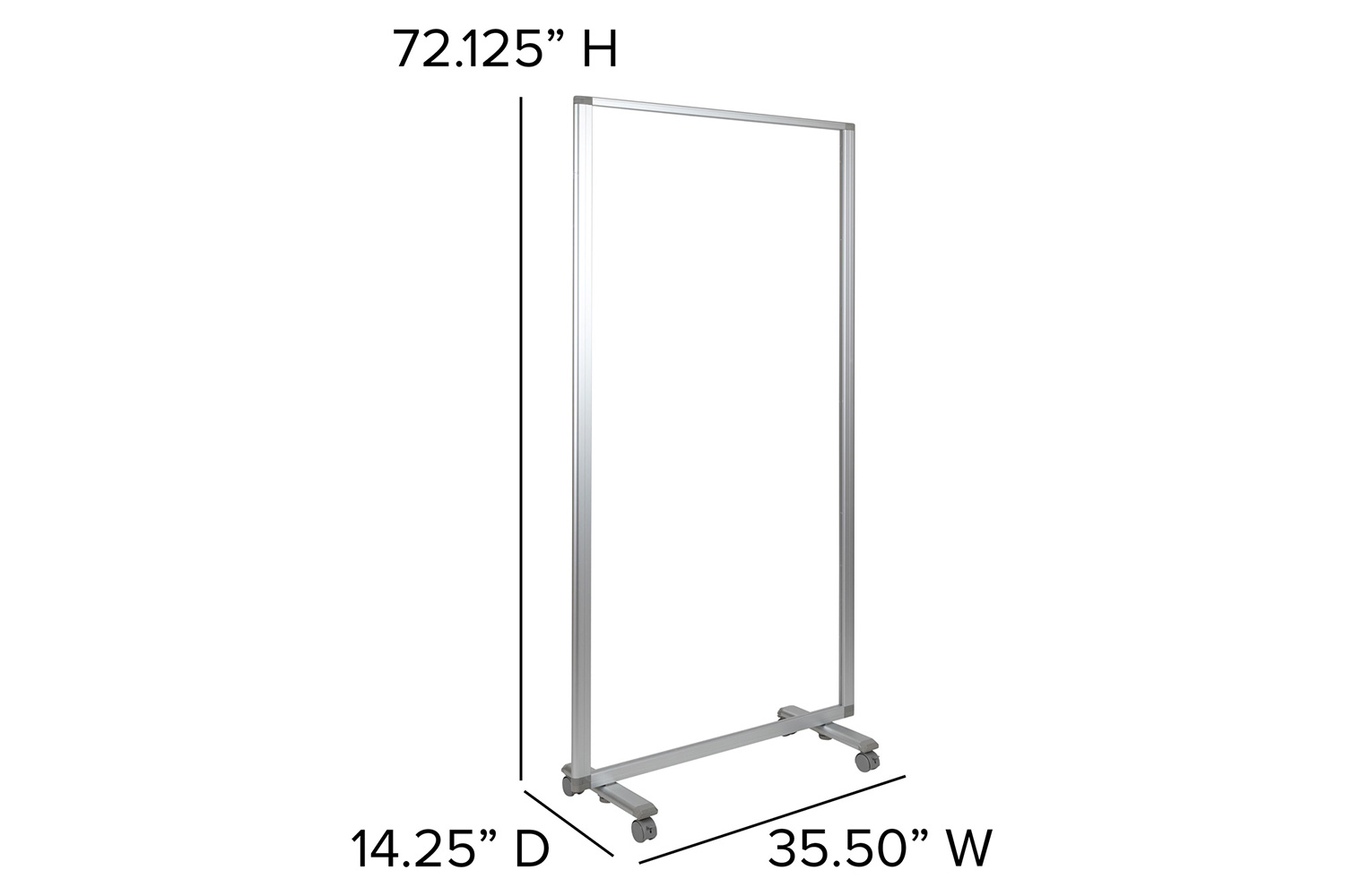 BLNK - Raisley Transparent Acrylic Mobile Partition with Lockable Casters