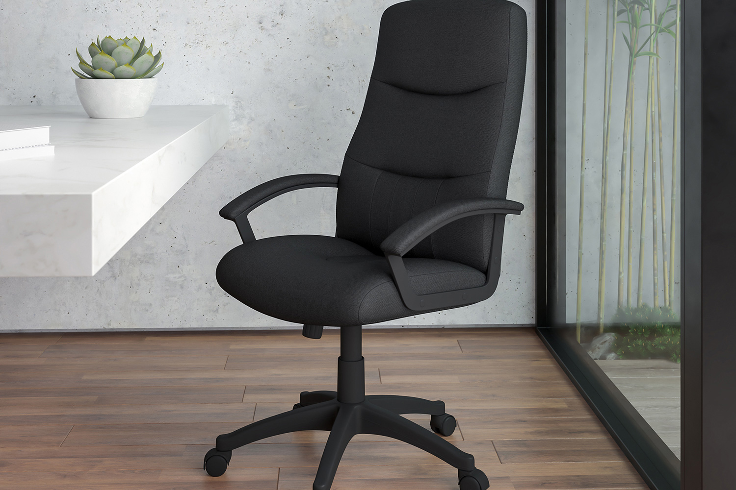 BLNK - Rochelle Fabric High-Back Executive Swivel Office Chair with Two Line Horizontal Stitch Back and Arms