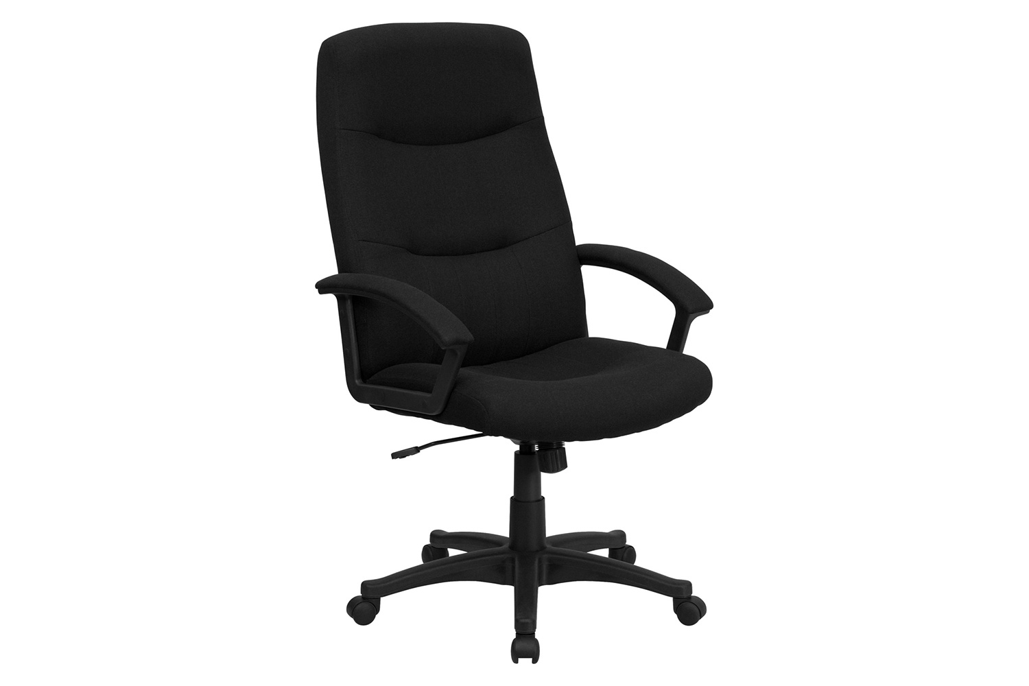 BLNK Rochelle Fabric High-Back Executive Swivel Office Chair with Two Line Horizontal Stitch Back and Arms - Black