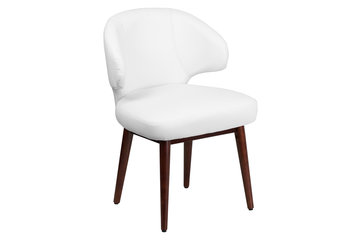 BLNK Comfort Back Series LeatherSoft Side Reception Chair with Walnut Legs - White