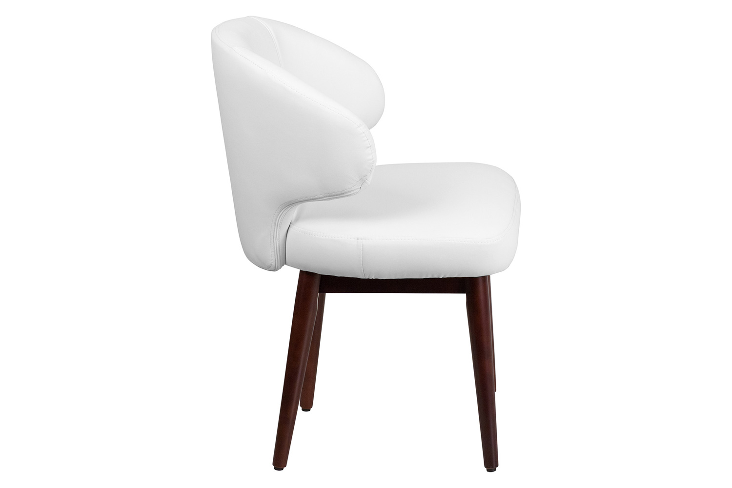 BLNK Comfort Back Series LeatherSoft Side Reception Chair with Walnut Legs - White